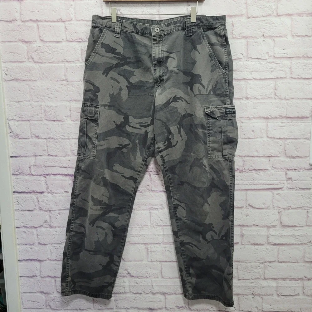 Wrangler Camo Tactical Cargo Pants Mens 38x32 Cotton Gorpcore Skater Work *FLAW